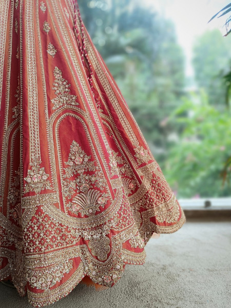 Vamika Rust Bridal Lehenga with Zari & Sequin Work