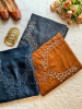 Aarunya Brown Dress Material Set with Mirror Work &amp; Printed Dupatta