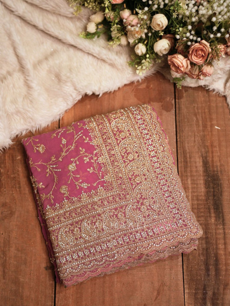 Ajmal Pink Two-Piece Saree Set with Dupatta