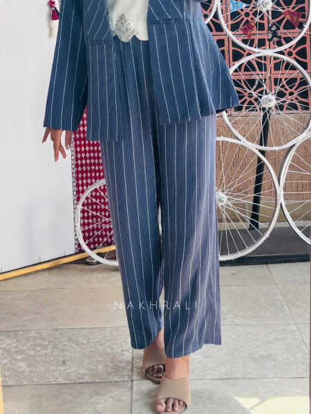 Olivea Blue Co-ord Set with Jacket