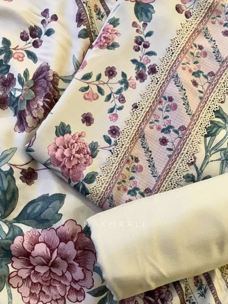 Bloomscape Woolen Printed Dress Material