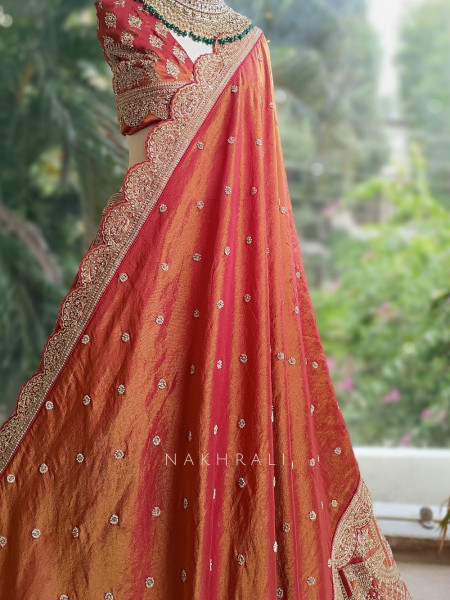 Vamika Rust Bridal Lehenga with Zari & Sequin Work