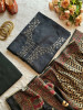 Aarunya Black Dress Material Set with Mirror Work &amp; Printed Dupatta