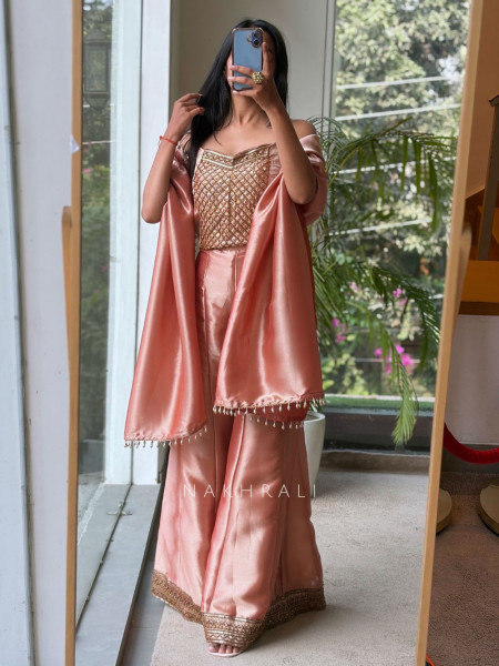 Sienna Peach Sharara Suit Set