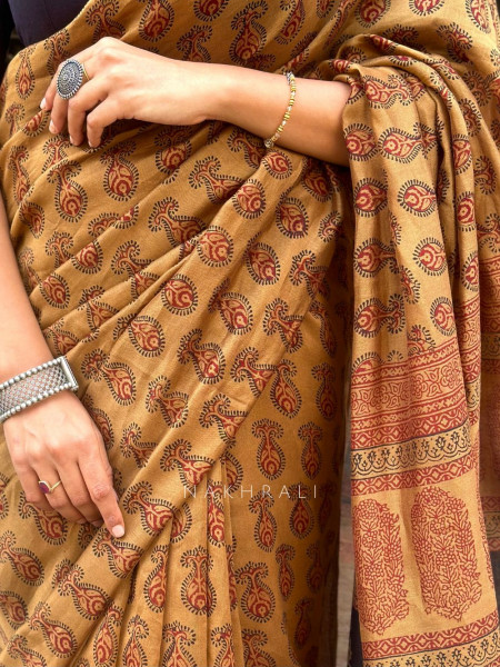 Aayat Aura Brown Chanderi Saree