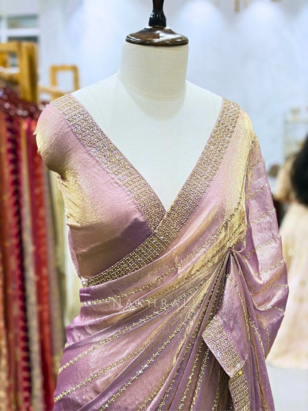 Vianaa Lavender Saree with Cut Dana & Stone Work