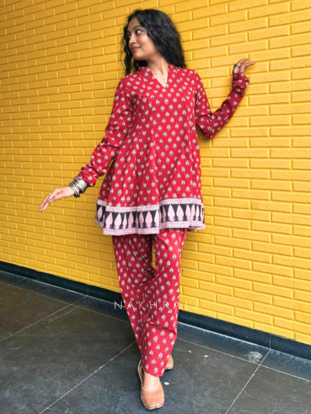 Priyasi Red Printed Farshi Set