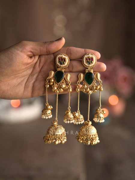 Keri Green Kashmiri Jhumka Earrings