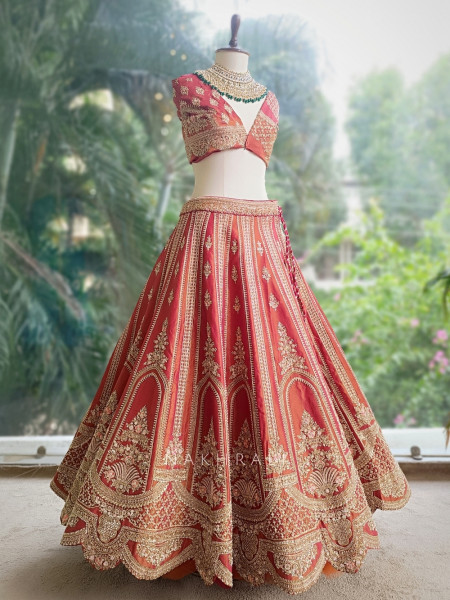 Vamika Rust Bridal Lehenga with Zari & Sequin Work
