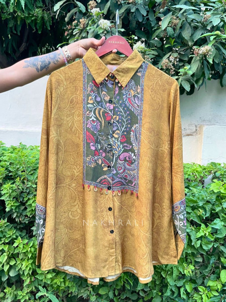 Rangva Mehendi Green Printed Shirt with Floral Motif