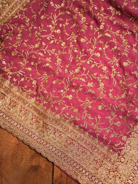 Ajmal Pink Two-Piece Saree Set with Dupatta