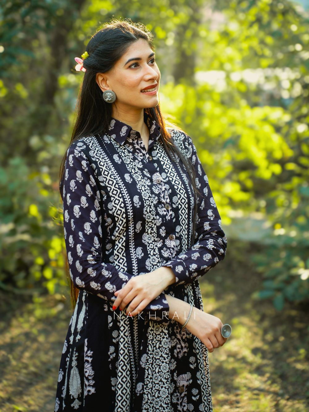 black cotton anarkali dress Gota Embellished Cotton Anarkali Suit in Black