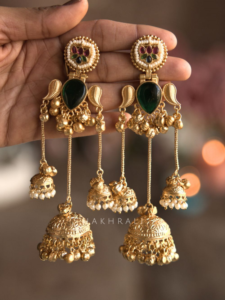 Image of Keri Green Kashmiri Jhumka Earrings