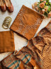Aarunya Brown Dress Material Set with Mirror Work &amp; Printed Dupatta