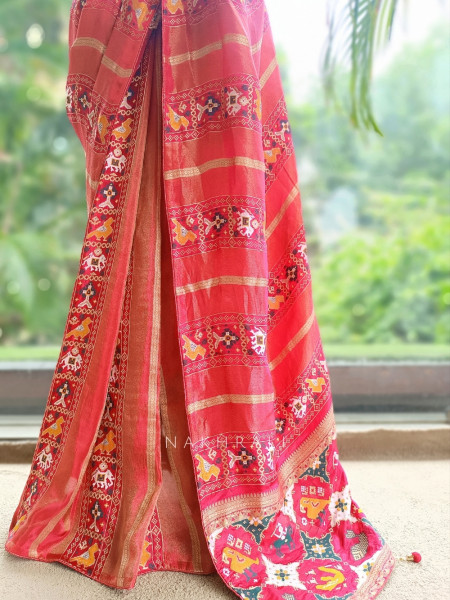 Kalyani Plum Red Patola Saree With With Running Blouse Piece