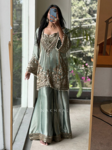 Sienna Sea Green Sharara Suit Set