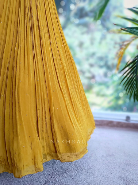 Evelyn Yellow Embroidered Gown with Cape Jacket