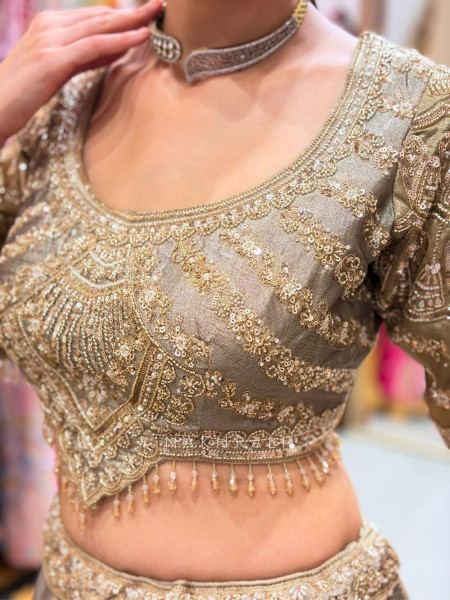 Glistening Brown Sequin Embroidered Lehenga Set
