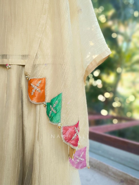 Meherza Cream Embroidered Kurta Sharara Set with Dupatta