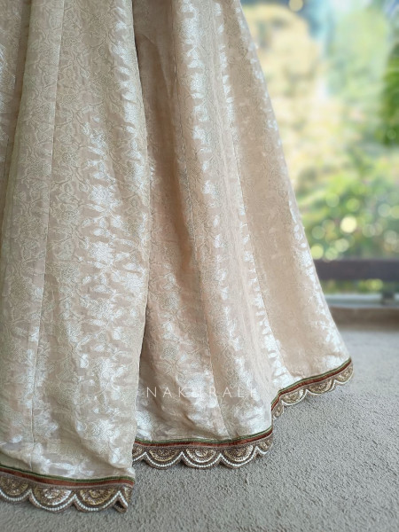 Swarnak Beige Suit Set with Zari Embroidery Work