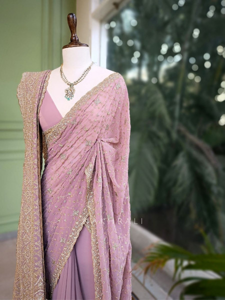 Chahat Pink Two-Piece Saree Set with Dupatta