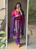 Rangdhaara Purple Bandhej Suit Set with Gota Patti Work
