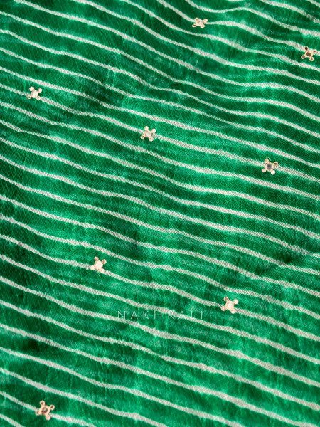 Chhavi Green Leheriya Saree with Sequin Zari Work