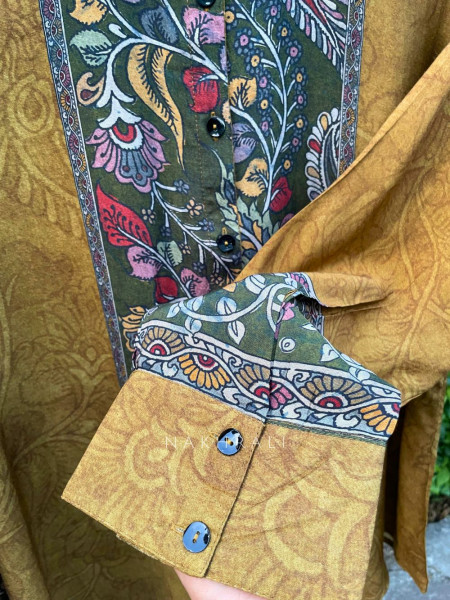 Rangva Mehendi Green Printed Shirt with Floral Motif