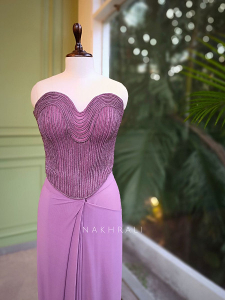 Aster Lilac Embellished Corset Drape Saree