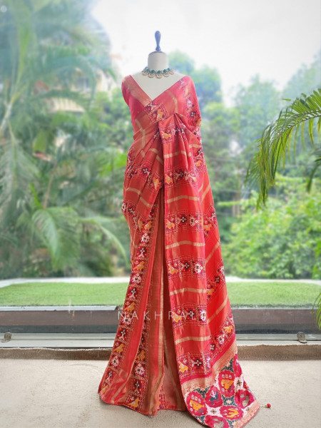 Kalyani Plum Red Patola Saree With With Running Blouse Piece