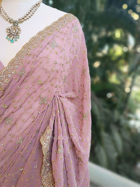 Chahat Pink Two-Piece Saree Set with Dupatta