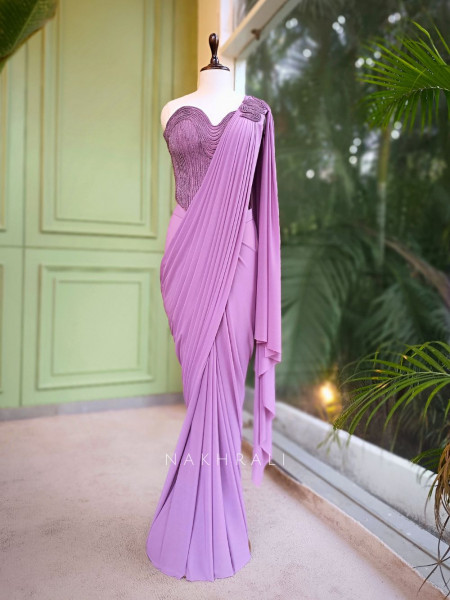 Aster Lilac Embellished Corset Drape Saree