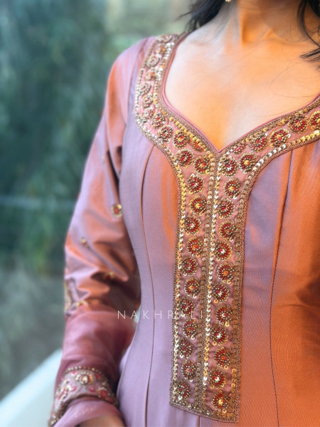 Imperial Blossom Pink Silk Blend Anarkali Suit Set