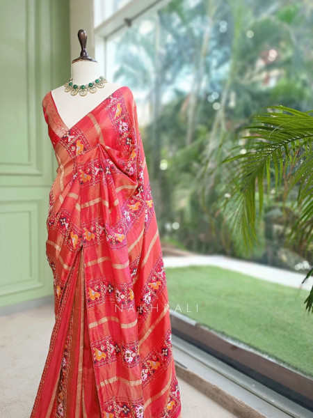 Kalyani Plum Red Patola Saree With With Running Blouse Piece