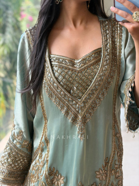 Sienna Sea Green Sharara Suit Set