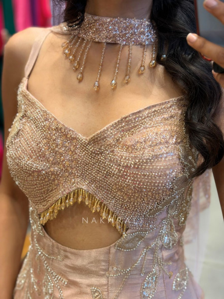 Golden Peach Embellished Indo-Western Set