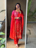 Rangdhaara Orange Bandhej Suit Set with Gota Patti Work