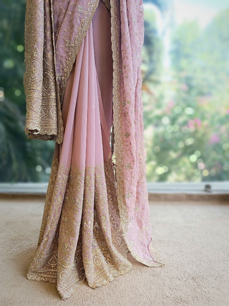 Chahat Pink Two-Piece Saree Set with Dupatta