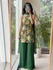 Fiesta Green Floral Viscose Silk Indo-Western Sharara Set