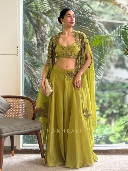 Emerald Allure Party Palazzo Set