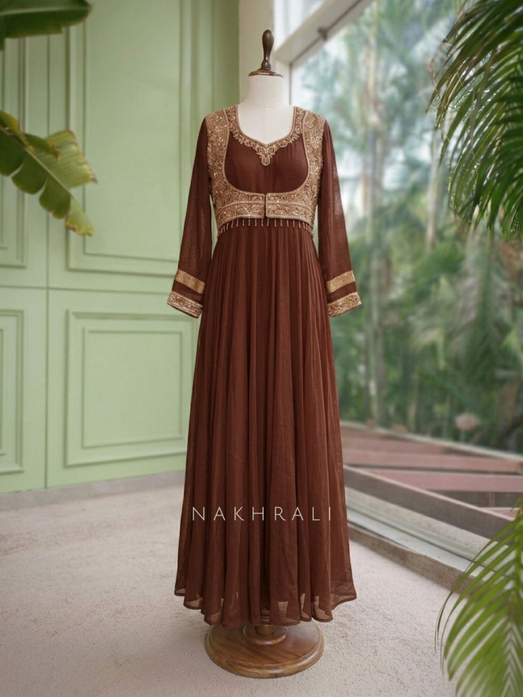 Image of Siara Brown Jacket-Style Anarkali