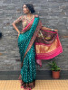 Kalam-Kari Bandhan Rama Green Gaji Silk – Bandhani Saree