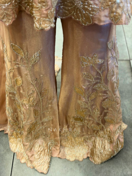 Golden Peach Embellished Indo-Western Set