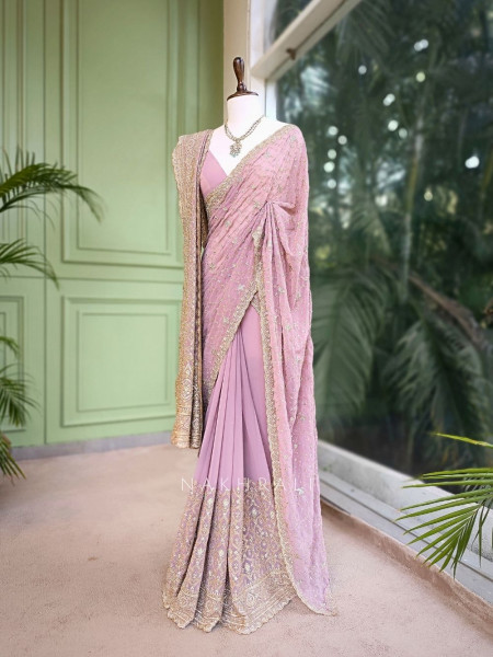Chahat Pink Two-Piece Saree Set with Dupatta