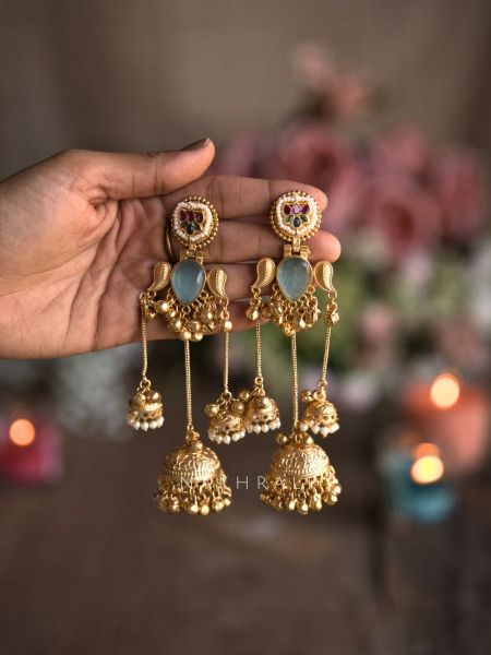 Keri Blue Kashmiri Jhumka Earrings