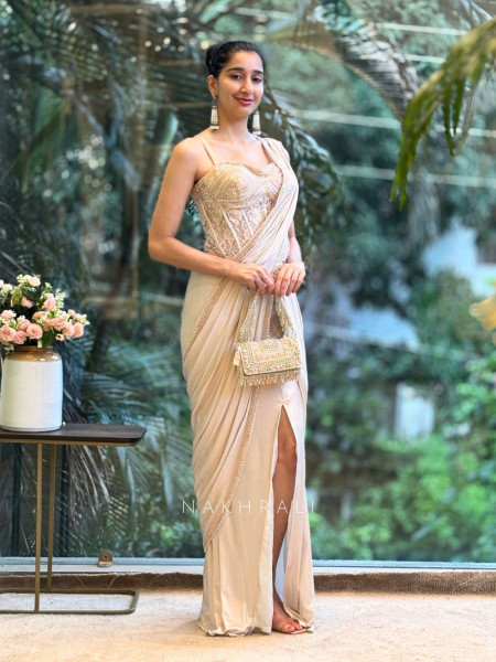 Pastel Charm Light Pink Drape Saree
