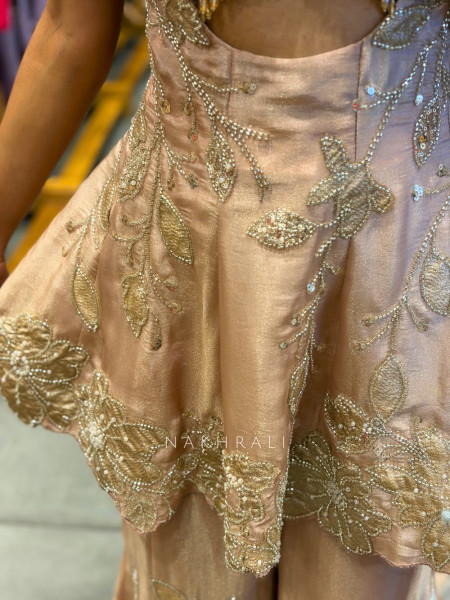 Golden Peach Embellished Indo-Western Set
