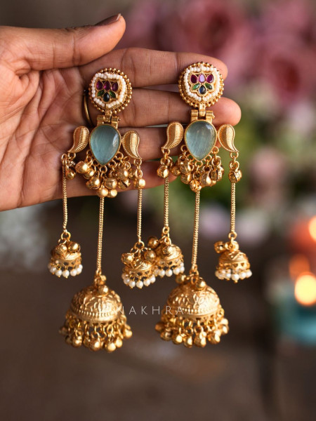 Keri Blue Kashmiri Jhumka Earrings