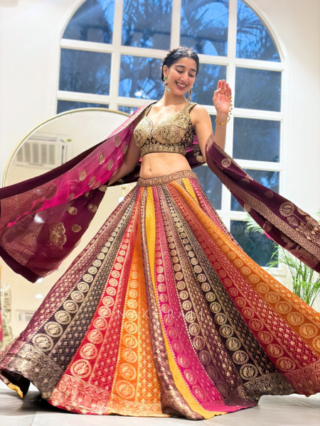 Prism Meadow Maroon Lehenga Set