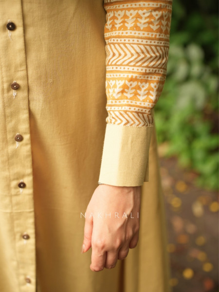 Sahir Yellow Cotton Button-Down Dress